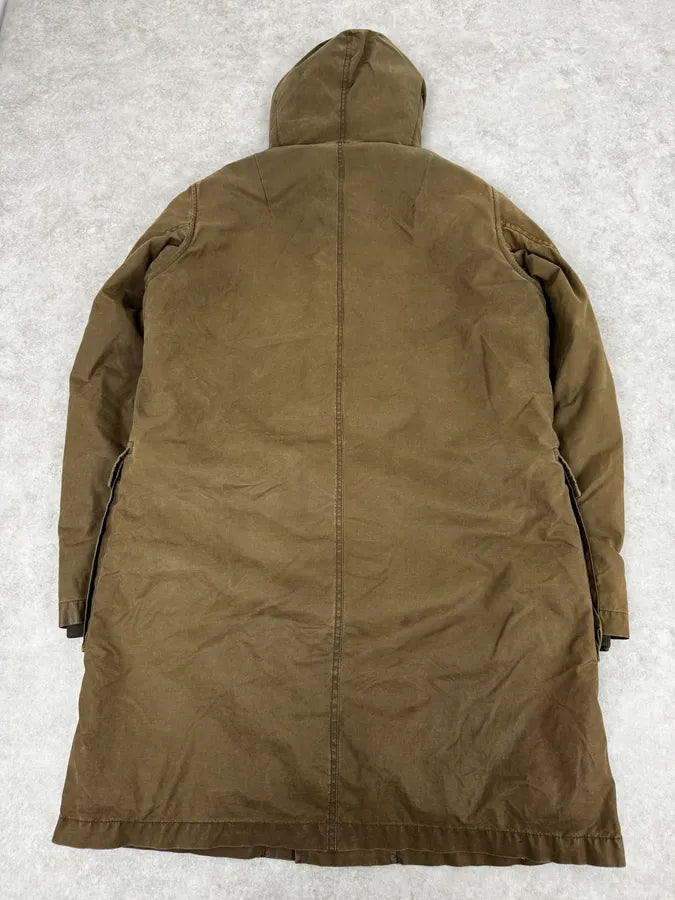 2000s Prada Khaki Green Long Hooded Coat ZwZzczA 4