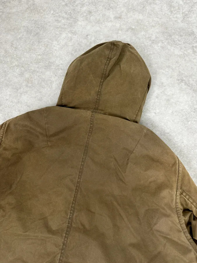 2000s Prada Khaki Green Long Hooded Coat ZwZzczA 6