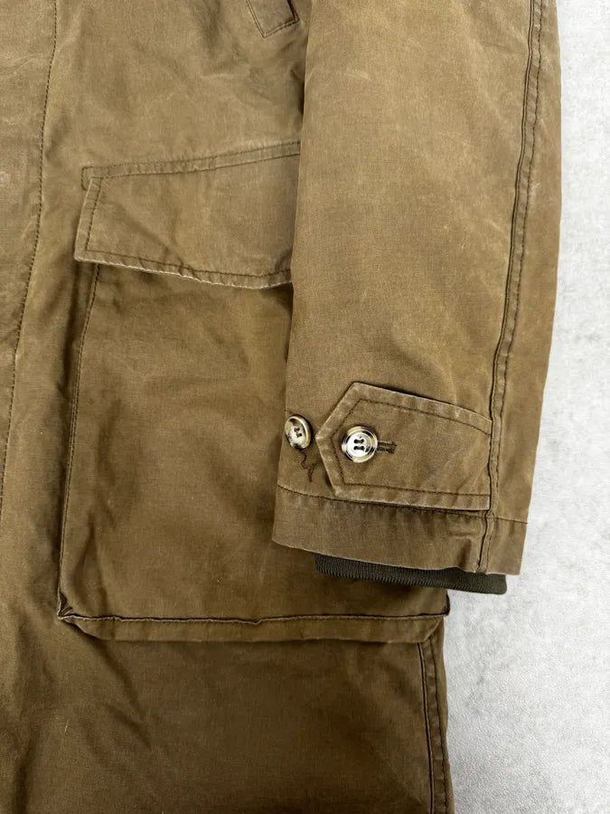 2000s Prada Khaki Green Long Hooded Coat ZwZzczA 8