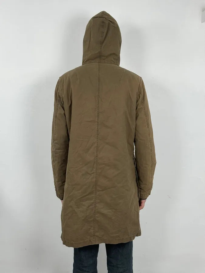 2000s Prada Khaki Green Long Hooded Coat ZwZzczA 3