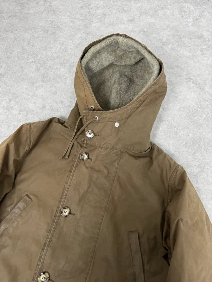 2000s Prada Khaki Green Long Hooded Coat ZwZzczA 5