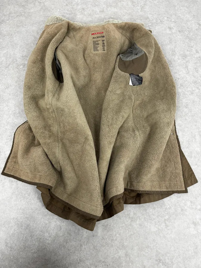 2000s Prada Khaki Green Long Hooded Coat ZwZzczA 7