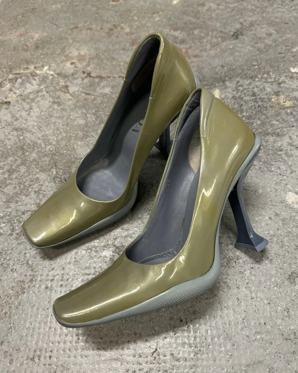 2000s Prada Khaki Heels Shoes (37.5eu/us5) 0