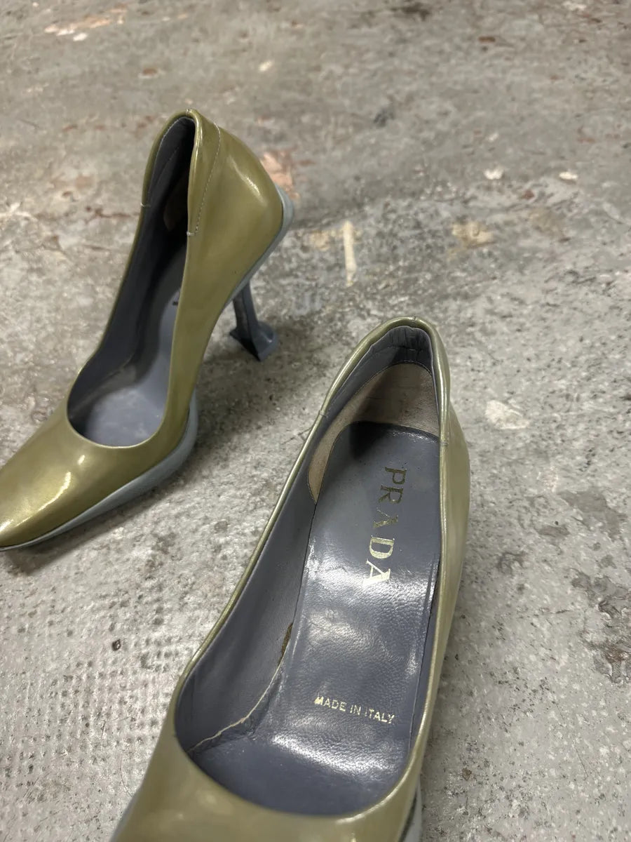 2000s Prada Khaki Heels Shoes (37.5eu/us5) 8