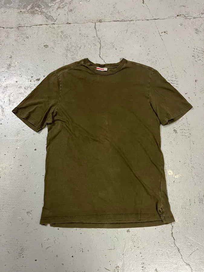2000s Prada Khaki Minimalist T-Shirt UpjlnxY 0