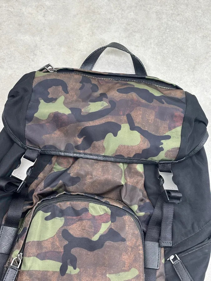 2000s Prada Khaki Nylon Camo Military Backpack fudDbTm 4