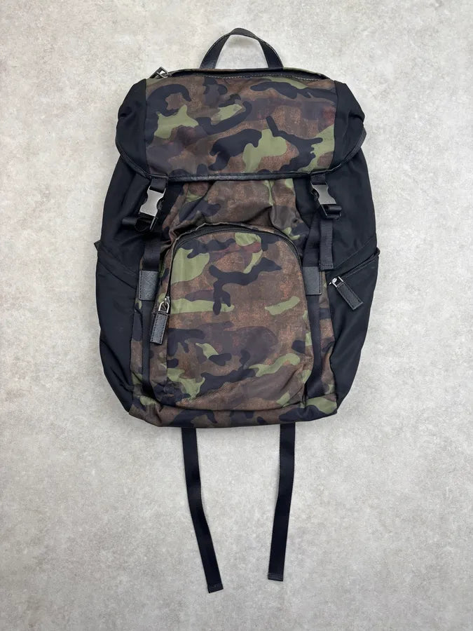 2000s Prada Khaki Nylon Camo Military Backpack fudDbTm 1