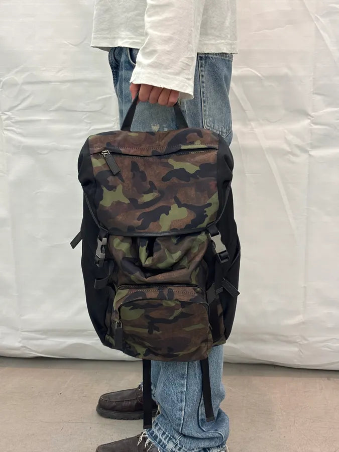 2000s Prada Khaki Nylon Camo Military Backpack fudDbTm 2