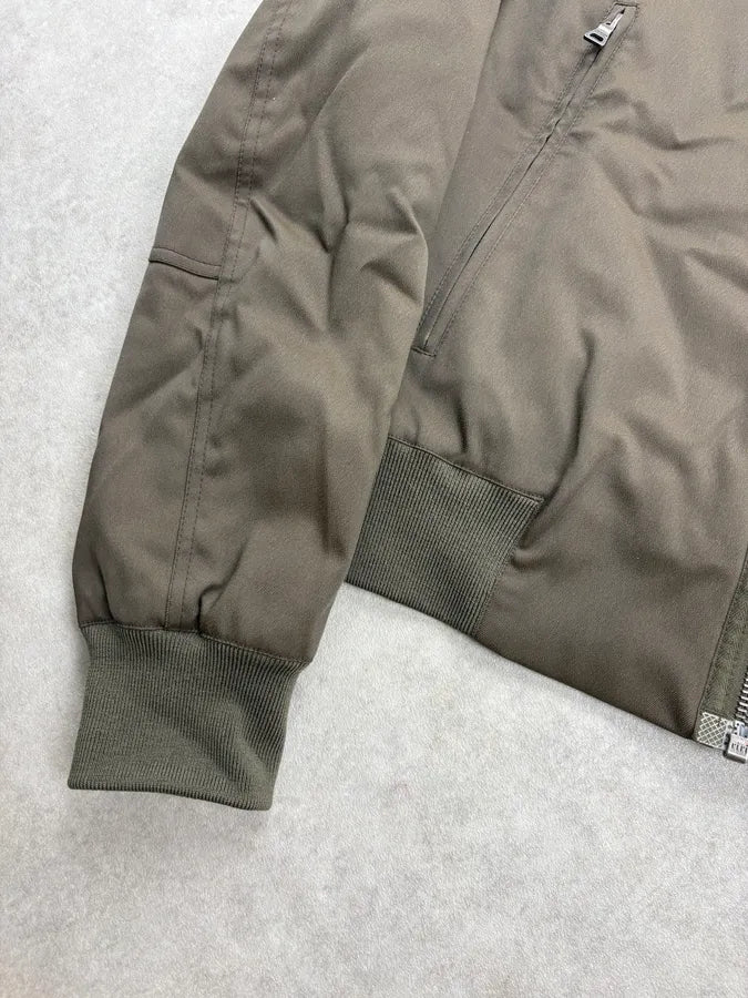 2000s Prada Khaki Nylon Shearling Bomber Jacket lLBxFRm 7
