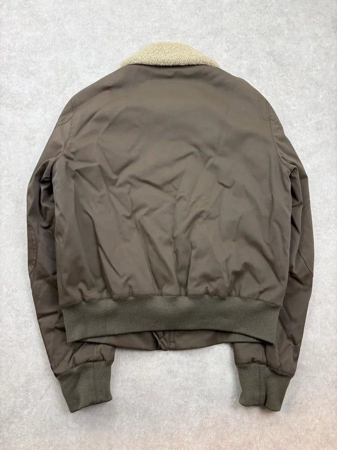 2000s Prada Khaki Nylon Shearling Bomber Jacket lLBxFRm 5