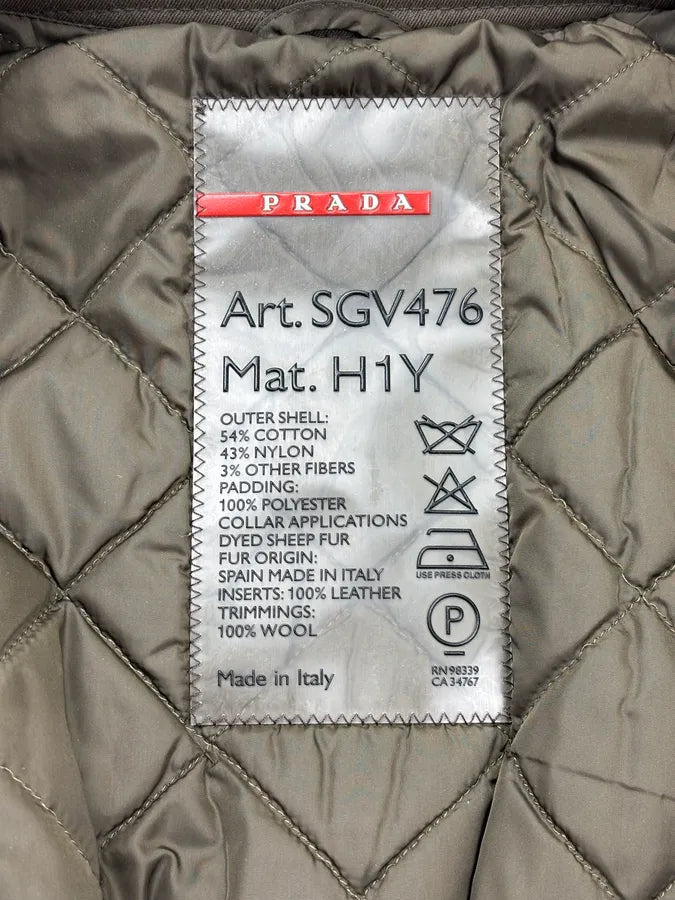2000s Prada Khaki Nylon Shearling Bomber Jacket lLBxFRm 11