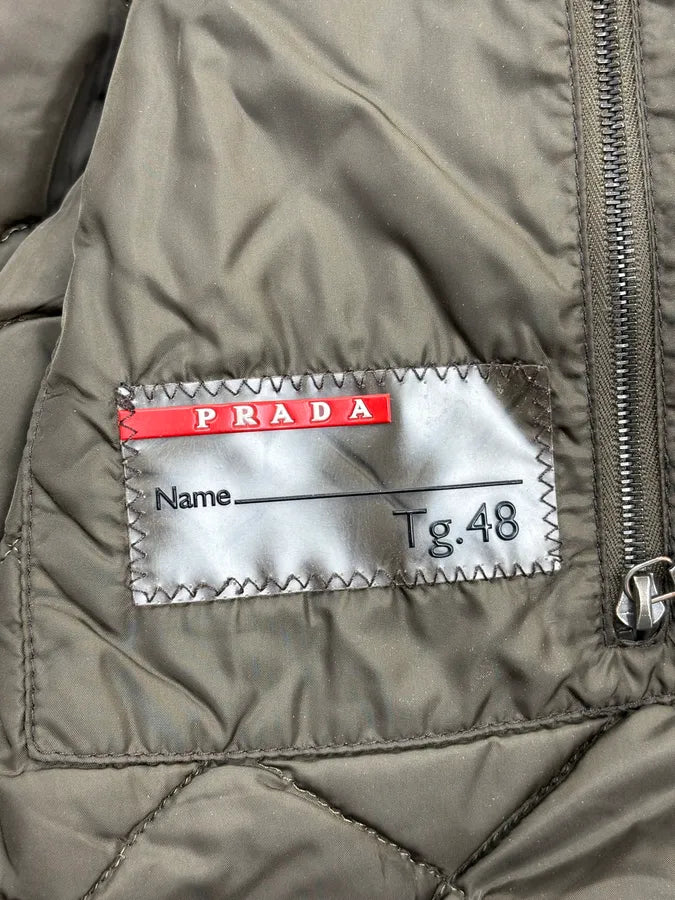 2000s Prada Khaki Nylon Shearling Bomber Jacket lLBxFRm 12