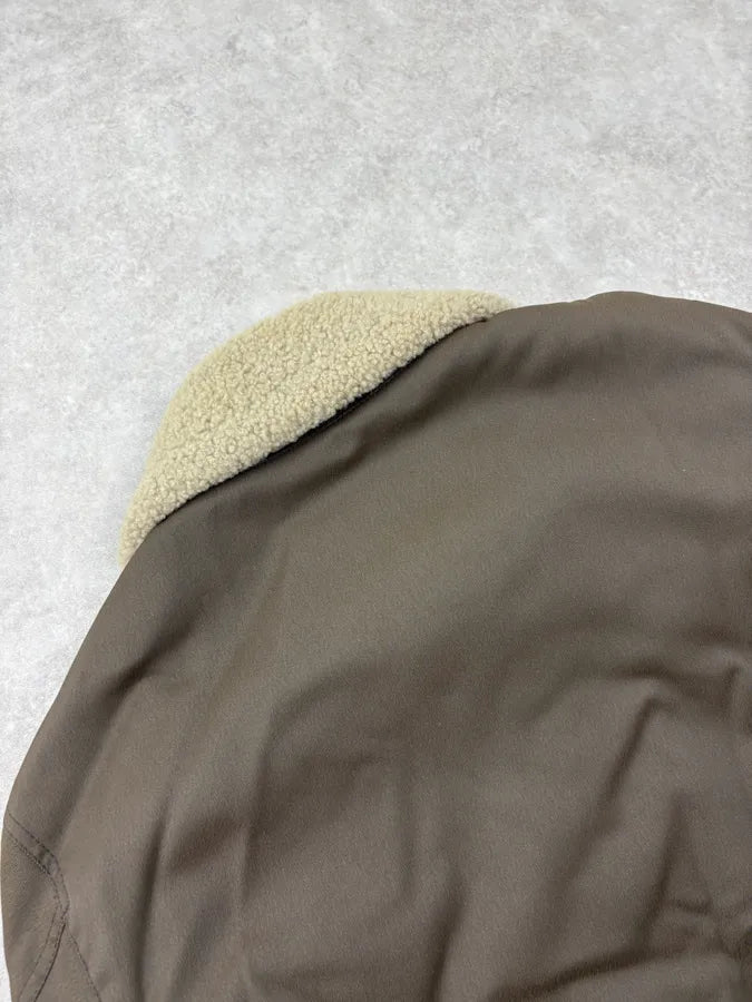 2000s Prada Khaki Nylon Shearling Bomber Jacket lLBxFRm 8
