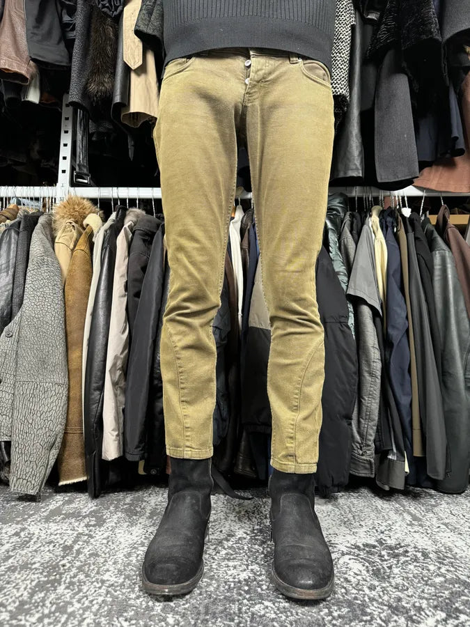 2000s Prada Khaki Green Zip Slim Pants UaziJlv 1