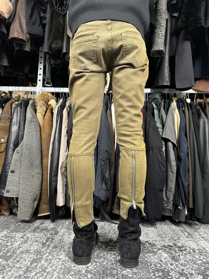 2000s Prada Khaki Green Zip Slim Pants UaziJlv 3