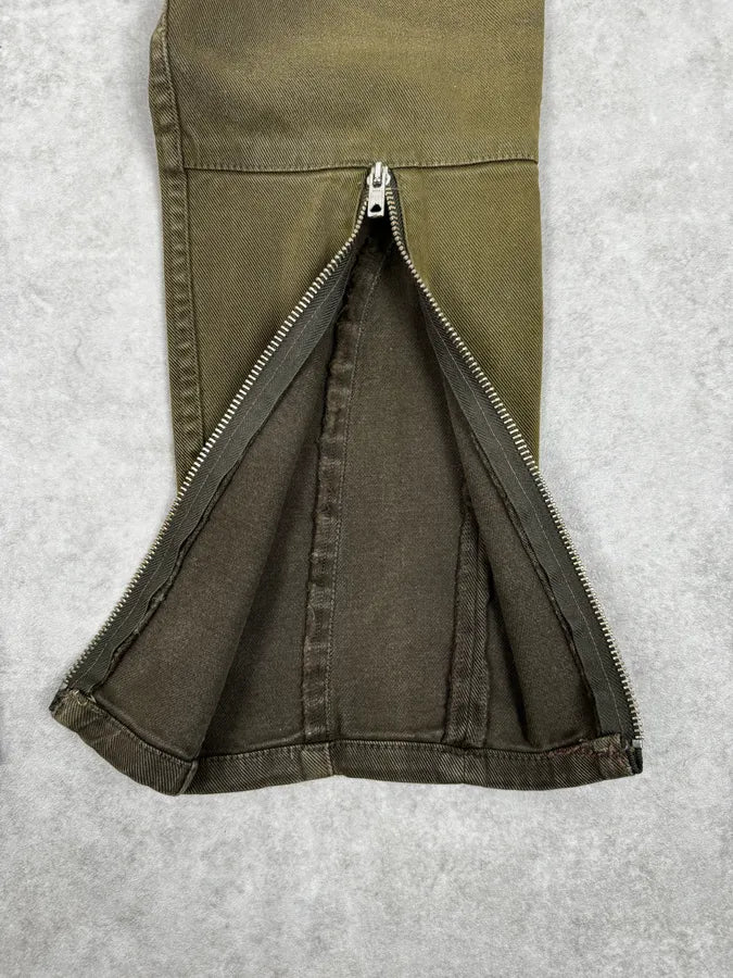 2000s Prada Khaki Green Zip Slim Pants UaziJlv 8