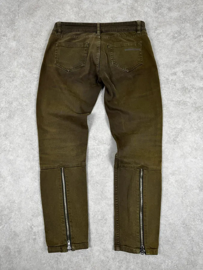2000s Prada Khaki Green Zip Slim Pants UaziJlv 5