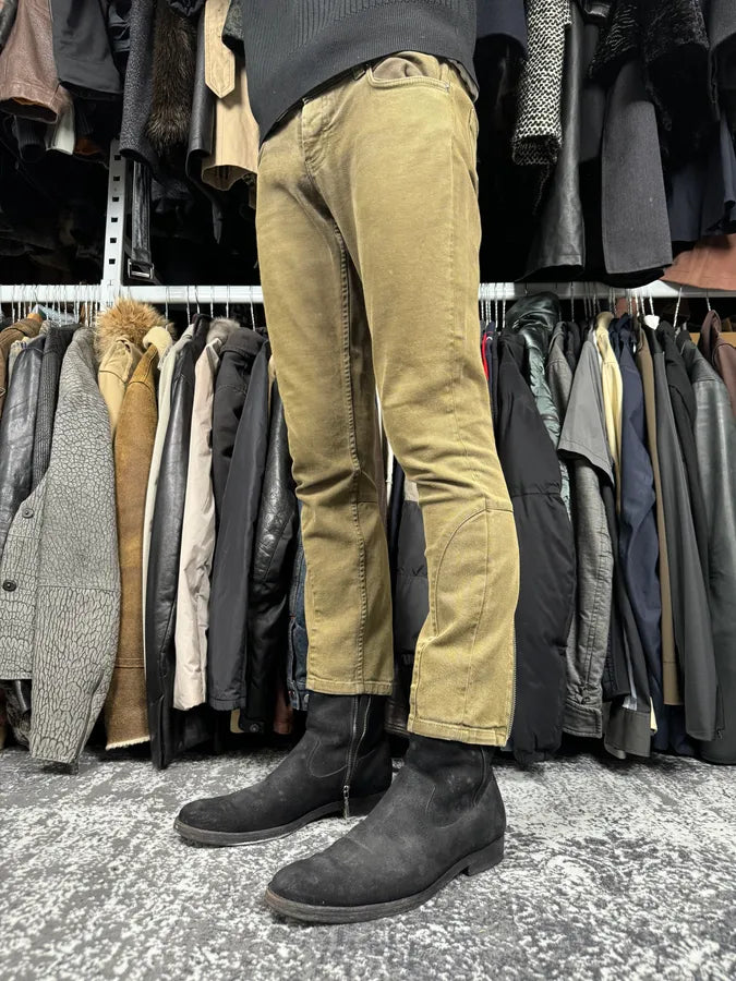 2000s Prada Khaki Green Zip Slim Pants UaziJlv 2