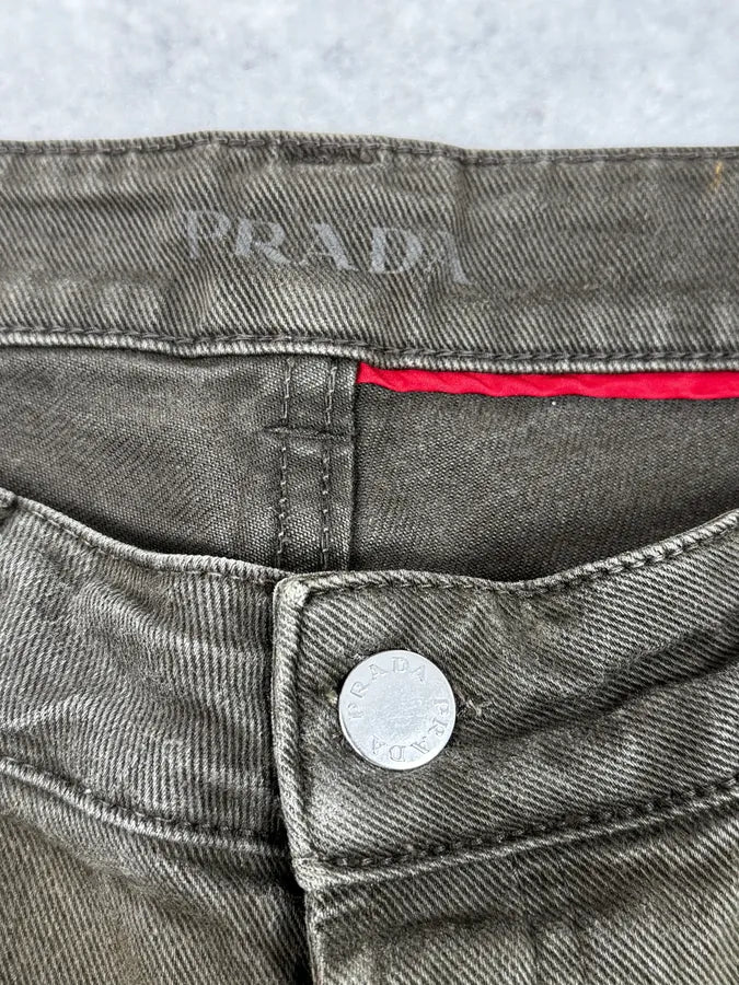 2000s Prada Khaki Green Zip Slim Pants UaziJlv 10