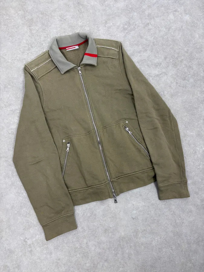 2000s Prada Olive Green Cozy Zip-Up Jacket RExaKav 3