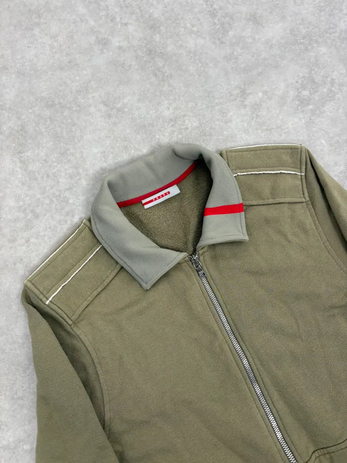 2000s Prada Olive Green Cozy Zip-Up Jacket RExaKav 4
