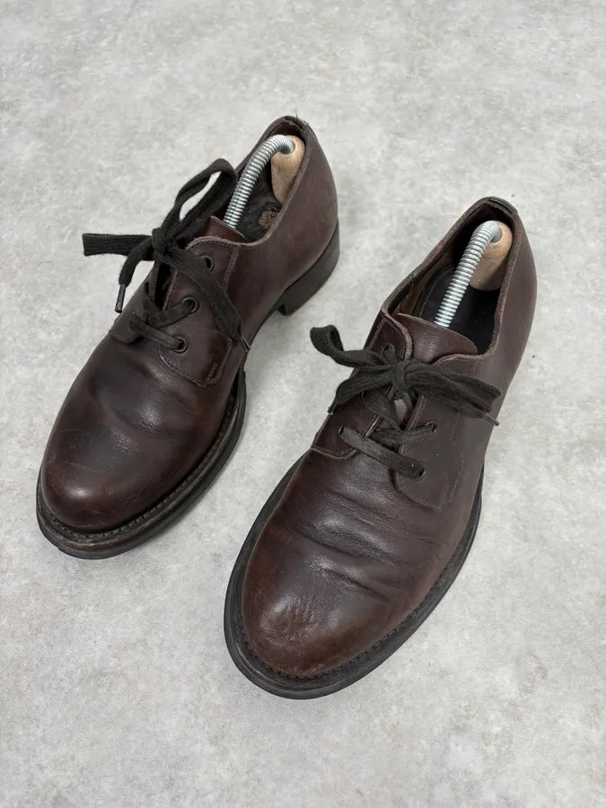 2000s Prada Lace-Up Brown Leather Shoes KpqWkCx 2