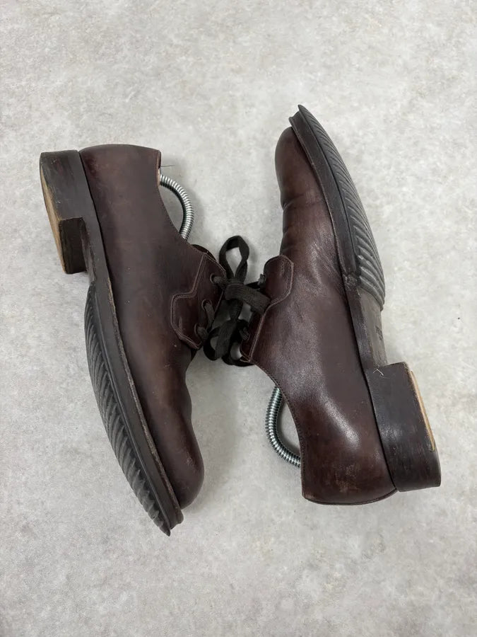 2000s Prada Lace-Up Brown Leather Shoes KpqWkCx 5