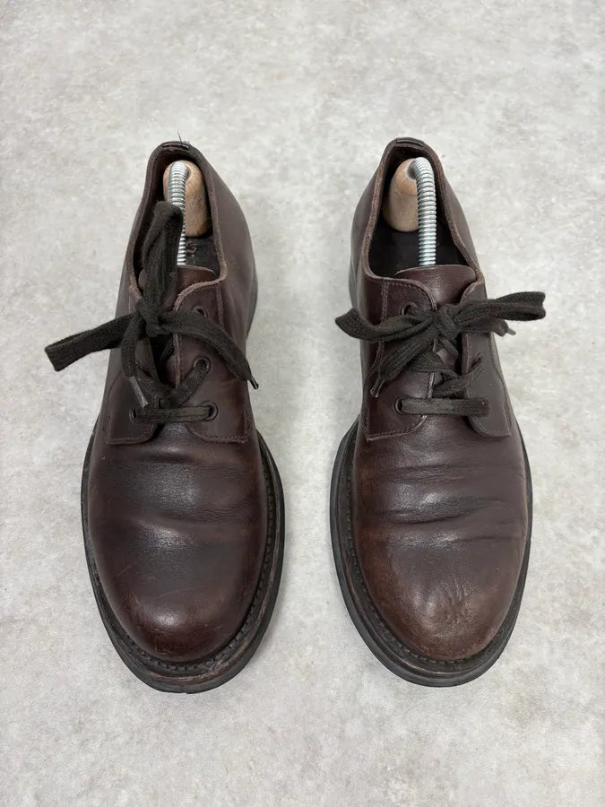 2000s Prada Lace-Up Brown Leather Shoes KpqWkCx 1