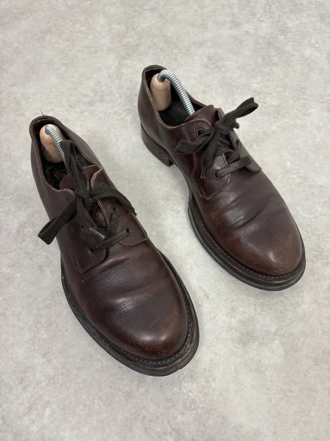 2000s Prada Lace-Up Brown Leather Shoes KpqWkCx 3