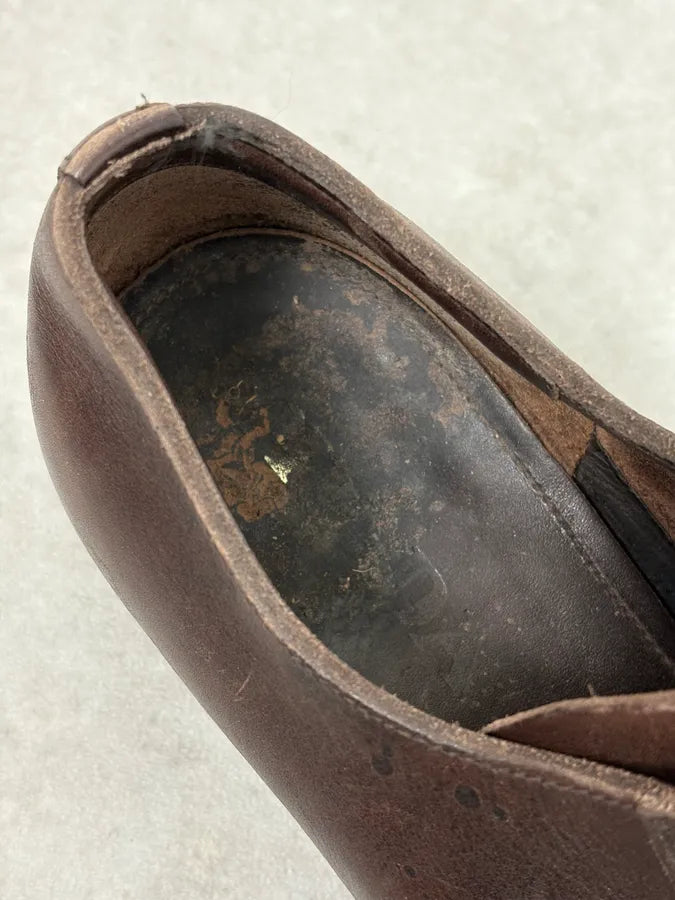 2000s Prada Lace-Up Brown Leather Shoes KpqWkCx 9