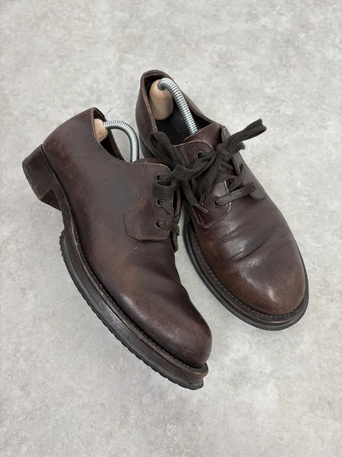 2000s Prada Lace-Up Brown Leather Shoes KpqWkCx 4