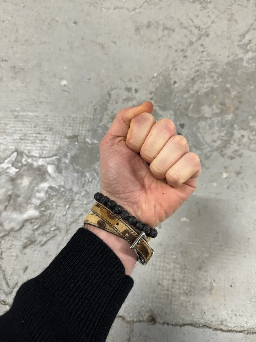 2000s Prada Leopard Effect Pony Hair Leather Bracelet (OS) 3