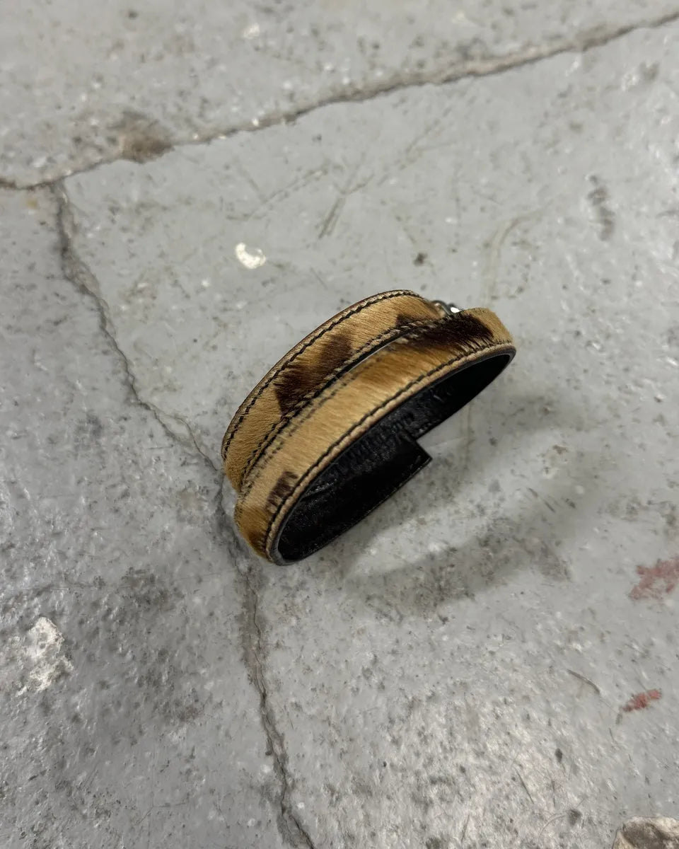 2000s Prada Leopard Effect Pony Hair Leather Bracelet (OS) 7