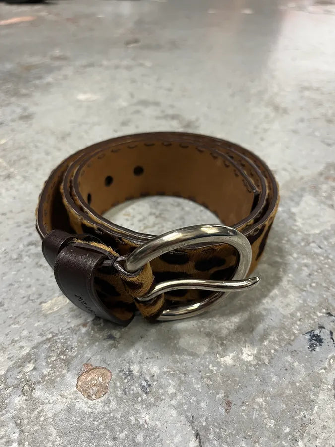 2000s Prada  Leopard Pony Hair Leather Belt mzSfgDs 5