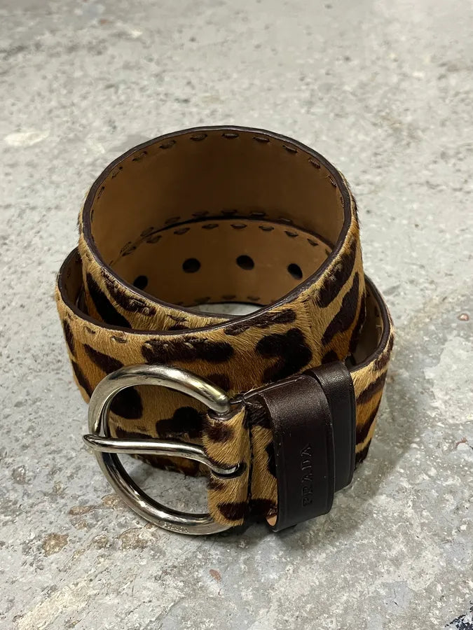 2000s Prada  Leopard Pony Hair Leather Belt mzSfgDs 1