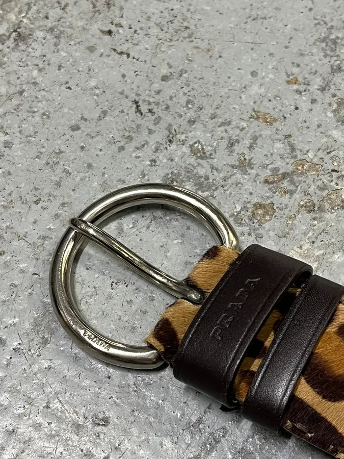 2000s Prada  Leopard Pony Hair Leather Belt mzSfgDs 4