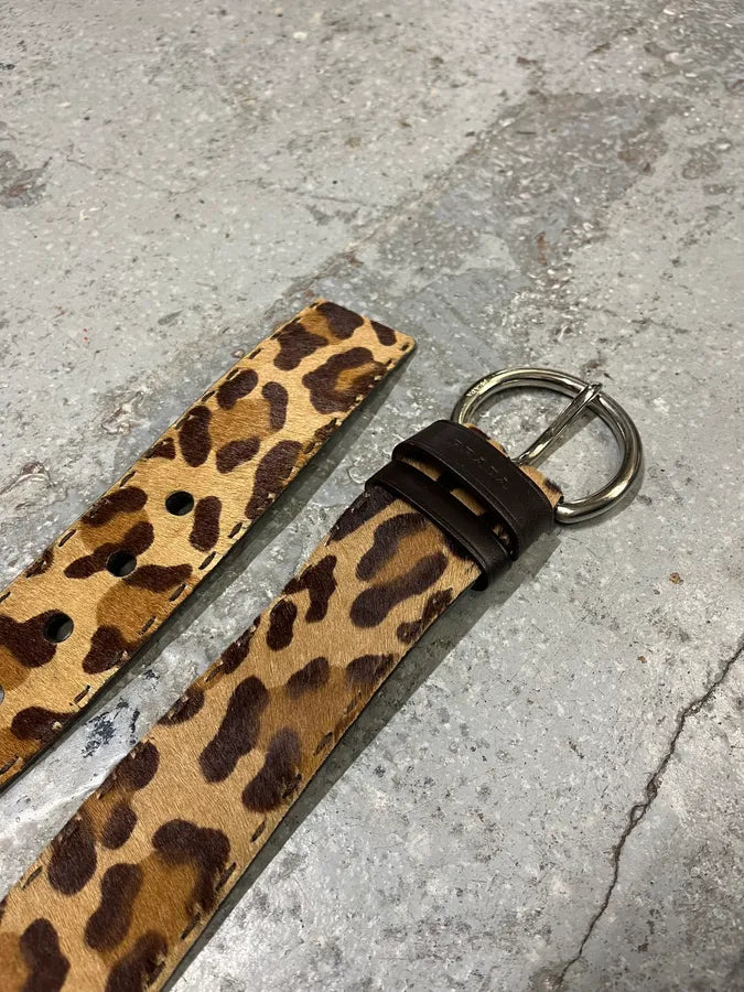 2000s Prada  Leopard Pony Hair Leather Belt mzSfgDs 3