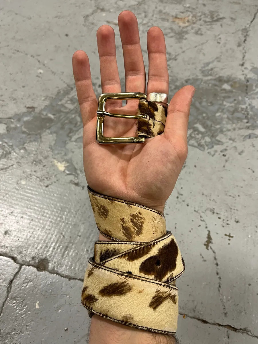 2000s Prada Leopard Pony Hair Leather Belt QqtzFJJ 0