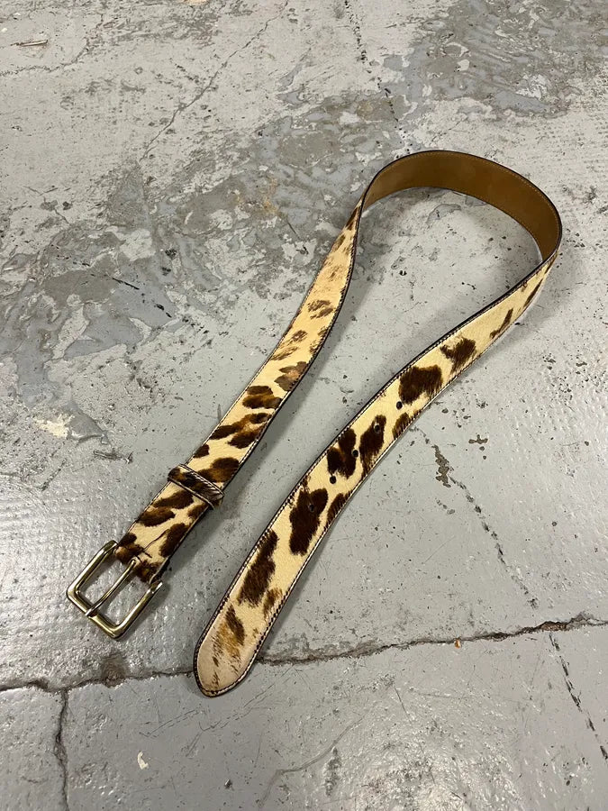 2000s Prada Leopard Pony Hair Leather Belt QqtzFJJ 2