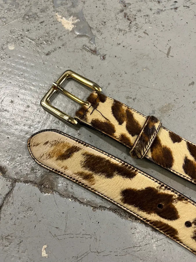 2000s Prada Leopard Pony Hair Leather Belt QqtzFJJ 3