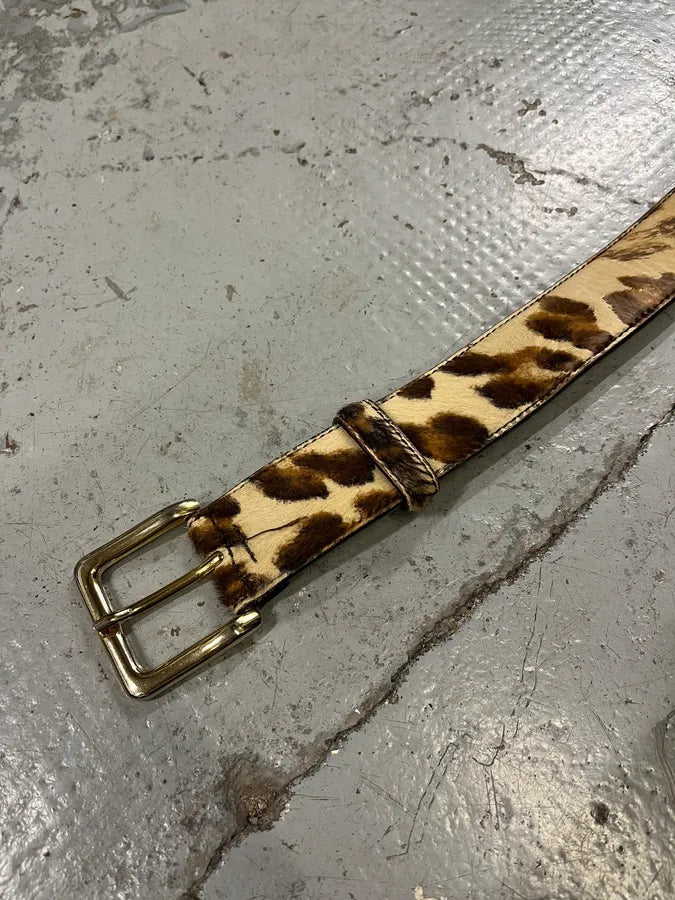 2000s Prada Leopard Pony Hair Leather Belt QqtzFJJ 4