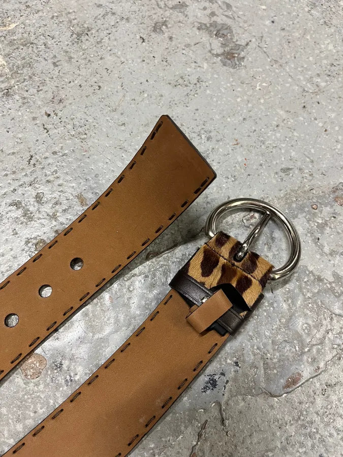 2000s Prada  Leopard Pony Hair Leather Belt mzSfgDs 6