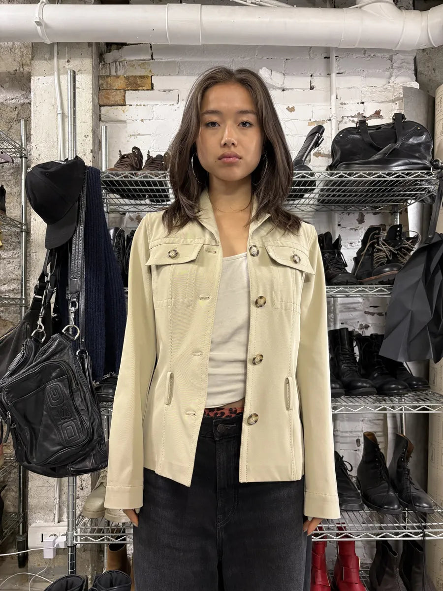 2000s Prada Light Beige Buttoned Classy Jacket FnIOvmW 1