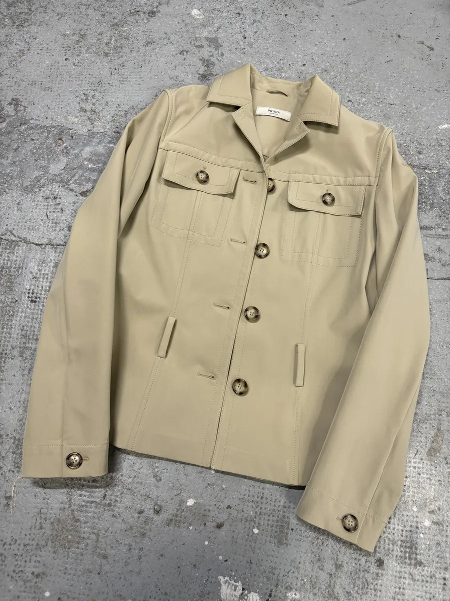 2000s Prada Light Beige Buttoned Classy Jacket FnIOvmW 6