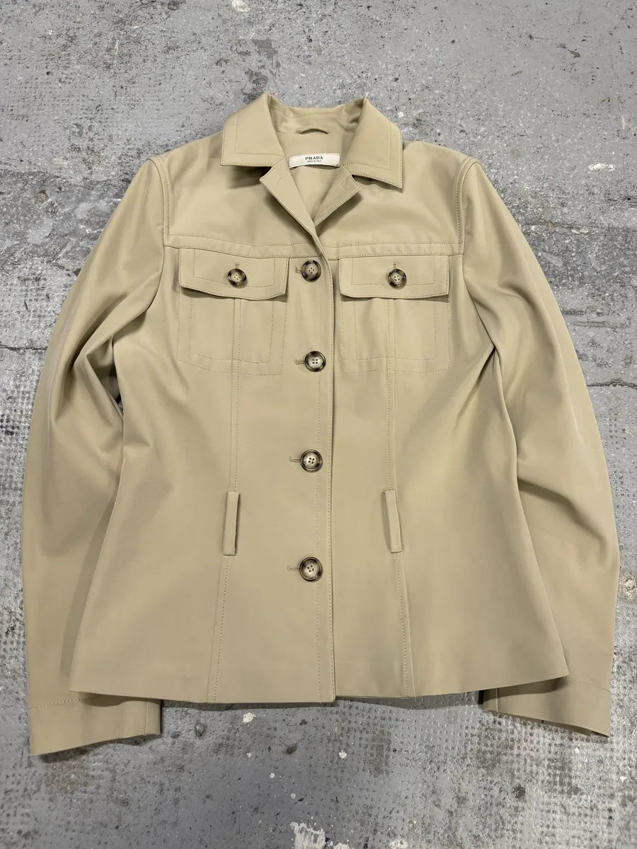 2000s Prada Light Beige Buttoned Classy Jacket FnIOvmW 7