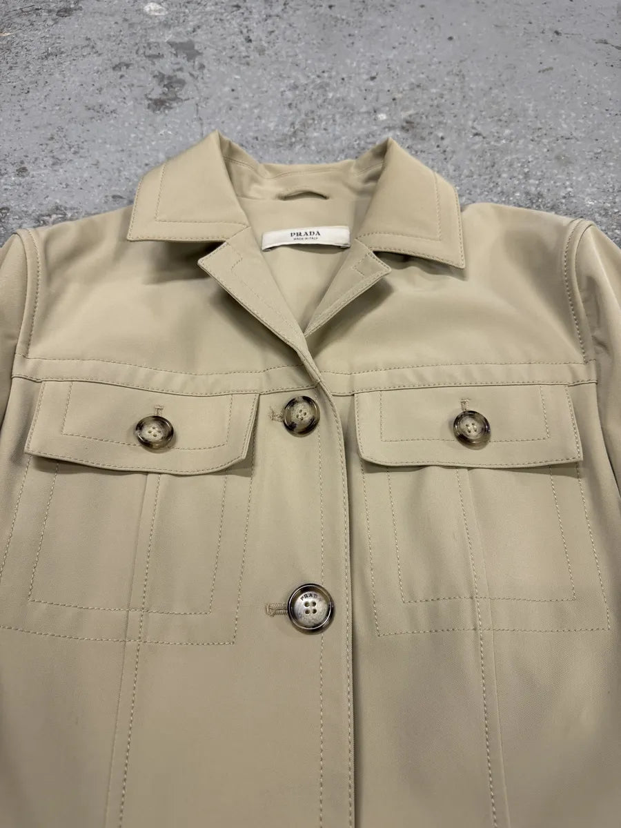 2000s Prada Light Beige Buttoned Classy Jacket FnIOvmW 8