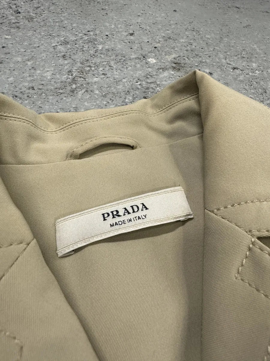 2000s Prada Light Beige Buttoned Classy Jacket FnIOvmW 9