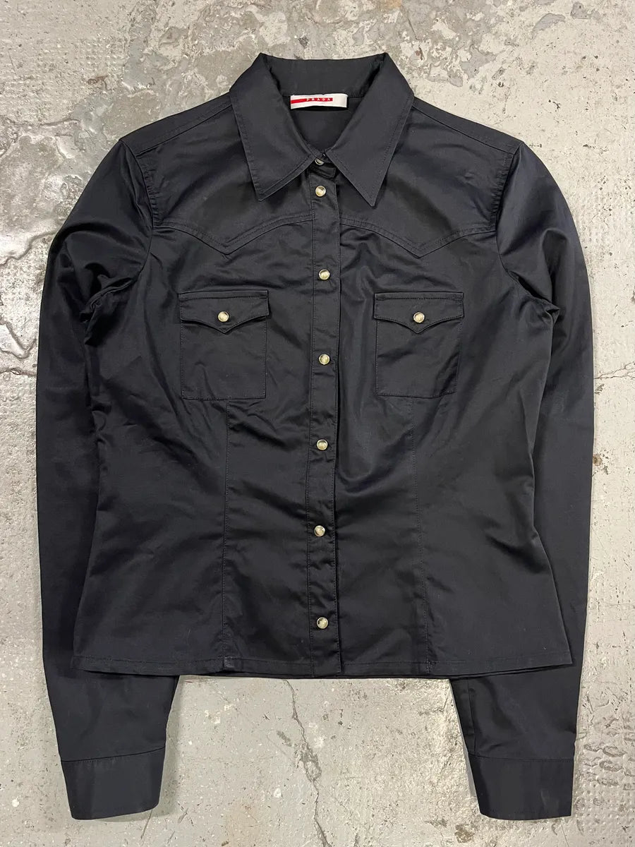 2000s Prada Light Black Buttoned Jacket (S/M) lgAwzYd 2