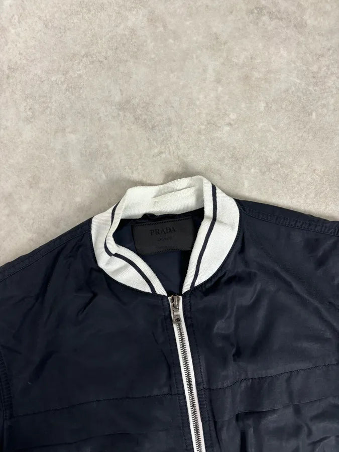2000s Prada Light Nylon Navy Obscure Bomber Jacket aYCHOiG 3