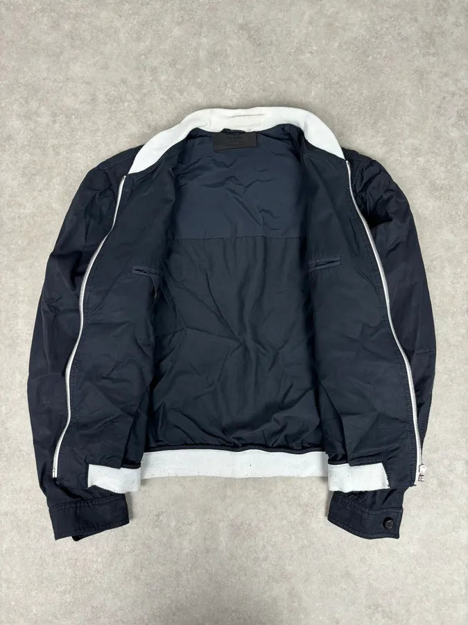 2000s Prada Light Nylon Navy Obscure Bomber Jacket aYCHOiG 6
